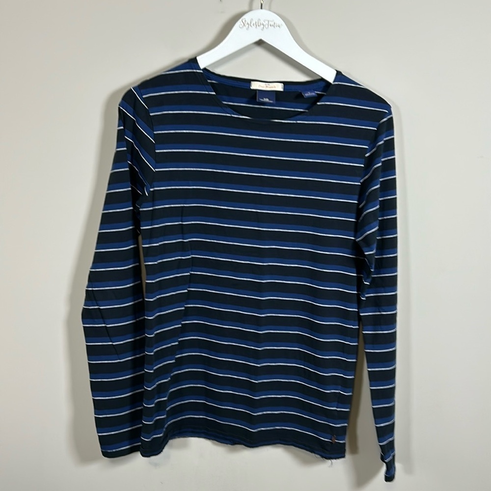 Scotch and Soda Mens Shirt Blue Black Striped Long Sleeve Top Sz S